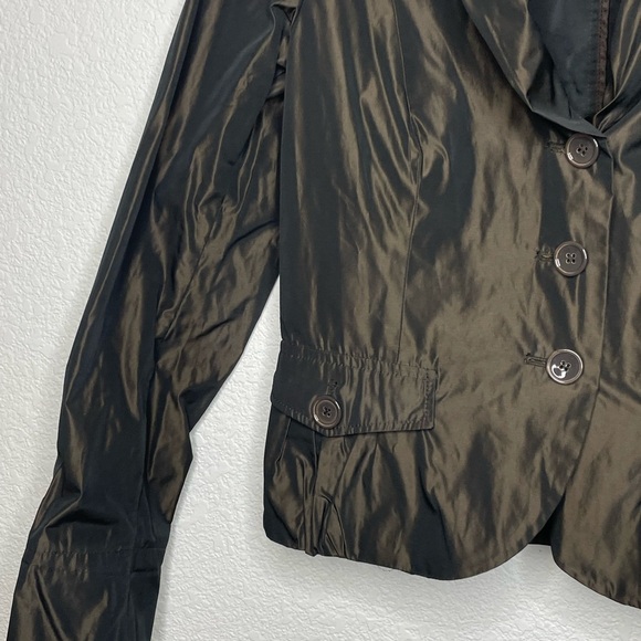 MaxMara blazer button brown Weekend sz 6 metallic sheen - Picture 2 of 10